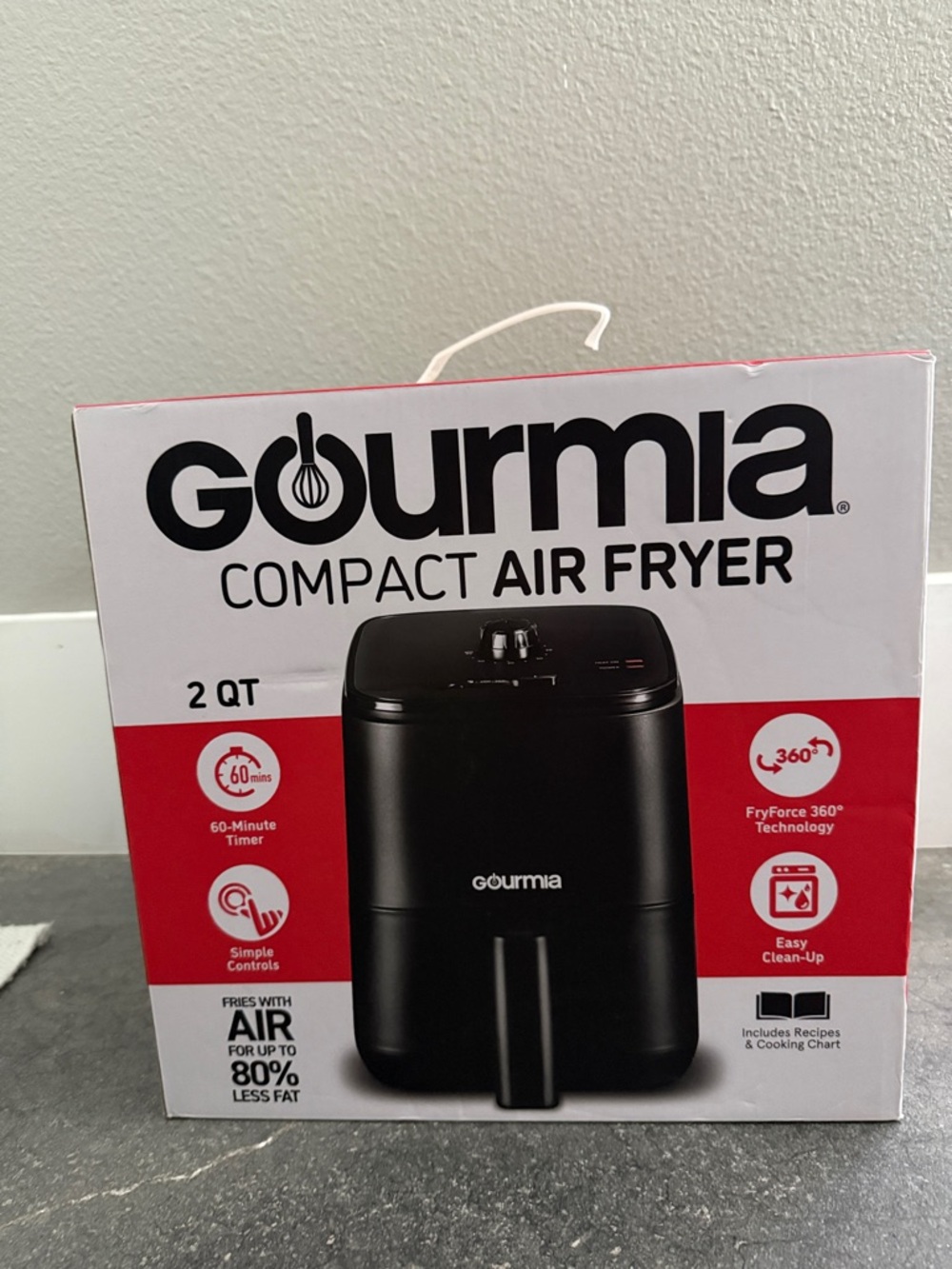 New with Box- Gourmia Compact 2QT Air Fryer - Black